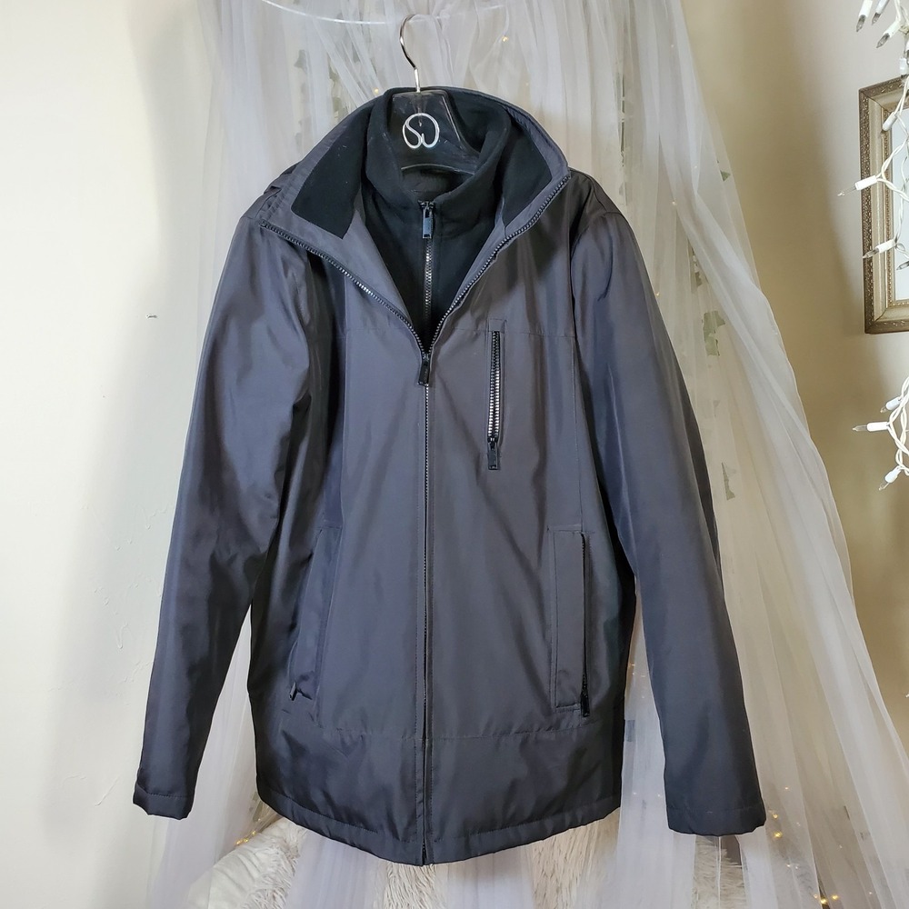 Calvin Klein Gorpcore Jacket With Inner Fleece Double Zip Removable Hood Sz M